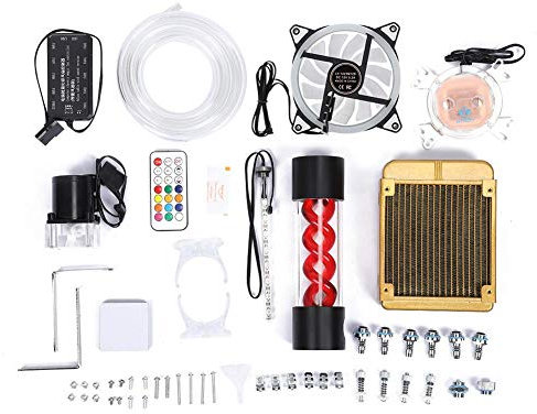 Equipo de enfriamiento de agua para computadora con disipación de calor de 120 mm refrigerada por agua Ventilador LED Bloque de enfriamiento de la CPU C9 Bomba de agua Tanque de agua cilíndrico