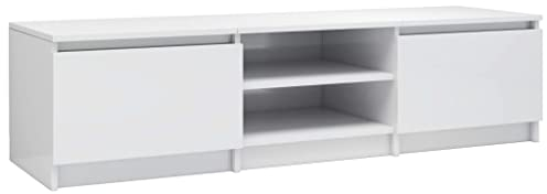 vidaXL TV-Bank, glänzend, 140 x 40 x 35,5 cm, Weiß