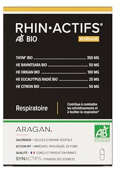 Rhinactifs Bio - Complement Alimentaire Respiration - Vitamine C, Thym, Huiles Essentielles Ravintsara & Eucalyptus, Acérola - 10 Gélules - Fabriqué en France