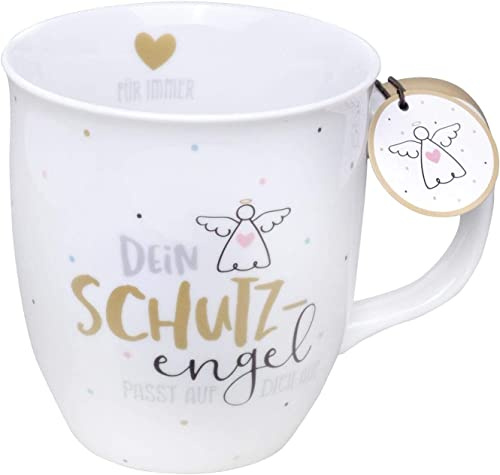 GRUSS & CO Tasse Motiv Dein Schutzengel | Sprüchetasse, Porzellan, 40 cl | Geschenk Schutzengel, Baby | 46627