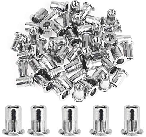 Powlankou - Juego de 50 tuercas remachadas de acero inoxidable de 1/4 -20