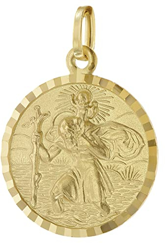 trendor Christophorus Gold 585 (14K) Schutzpatron Anhänger 16 mm 51955 | zeitloses Schmuckstück aus Echtgold für Damen und Herren, zauberhafte Geschenkidee,