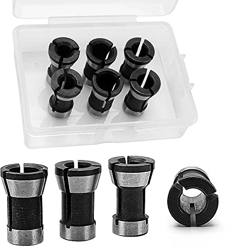 VooGenzek 6 Stück Spannzangen Adapter, 6mm 6.35mm 8mm Spannzangenfutter Spannzangen Werkzeug Adapter, für Geradschleifer Schneiden Graviermaschine