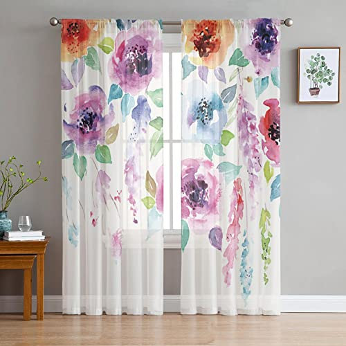 MTBDyyds Verdunkelungsvorhänge 3D Drucken 140X100Cm Bunt Mode Pflanzen Blumen Verdunklungsvorhänge Kinderzimmer 2 Stück Vorhang Blickdicht Ösenschal Kindergardinen Junge Verdunklungsgardine
