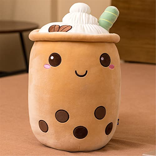 GLITZFAS Bubble Tea Kuscheltier,Bubble Tea Kissen Bubble Tea plüschtier Kuscheltier groß Plüschpuppen Teetasse Kissen Kinderspielzeug Geschenk (Frucht braun,35cm)