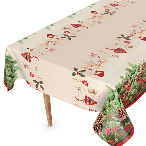 Wachstuchtischdecke Wachstischdecke Tischdecke abwaschbar Gartentischdecke Wachstuch Eckig rund oval 240 x 140cm Schnittkante Weihnachstskranz