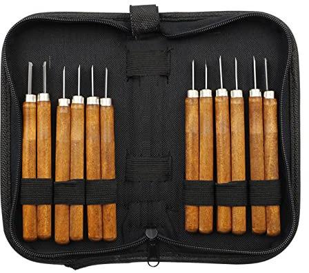 Set di attrezzi per intaglio in legno 12 in 1, strumenti professionali per legno da intaglio con coltello da whittling in acciaio al carbonio e custodia per intagliare il legno