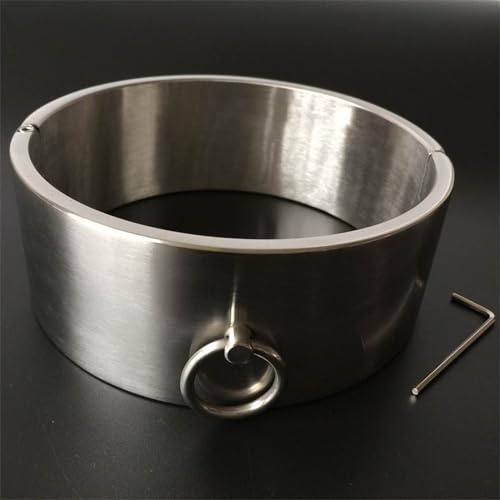 Hrekssi 6cm Hoch Halsbänder Super Schwere Edelstahl Halsfessel Metall Hals Kragen Abschließbar Sex Halsreif Halsband SM Bondage Set Fesseln Sklave O Ring BDSM Sexspielzeuge für Männer Frauen