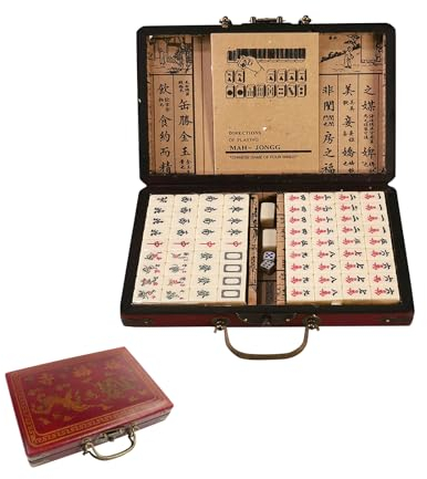 TWSOUL Majong Stones Game, Mahjong Mahjong Set, Majongsteine Spiel, Mini Mahjong Spiel, Mini Traditional Chinese Riichi Mahjong Tragbarer Mahjong Brettspiel (A)