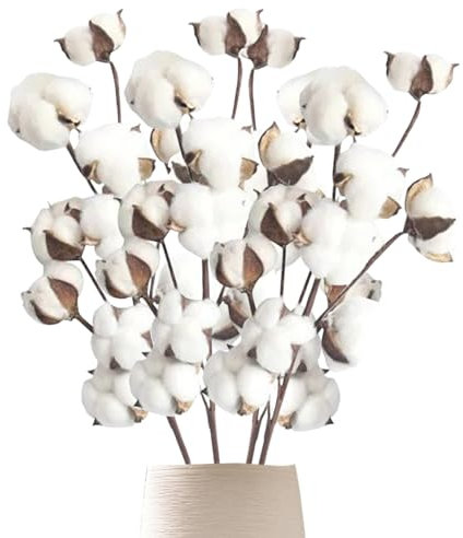 Pesoncarl Baumwollstämme, 4 Stück 21inch Baumwollblumen künstliche realistische Baumwollzweige 10 Baumwollkopf Baumwollpflanzendekor für Home Wedding Bauernhaus, künstliche Blumen
