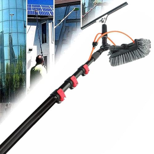 ROGHA Wash Spazzolone Kit Spazzola Vetri,Spazzola Telescopica Alimentata ad Acqua per Pulizia di Pannelli Fotovoltaici e Solari Kit di Pulizia Il palo Spazzola Lavaggio Camion,39FT/12M