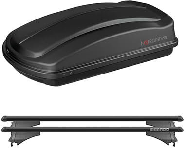 Kit BOX Baule da Tetto auto Capacita' 330 litri con 2 Barre Portatutto Porta Pacchi Bagagli (NON ORIGINALE) COMPATIBILE con Panda modello 312-319 dal 2012 in poi - N60033 - M859000