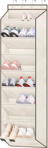 SLEEPING LAMB Schuh-Organizer für den Schrank mit großen, tiefen Taschen, schmales Schuhregal zum Aufhängen an der Tür, Stiefel, Beige