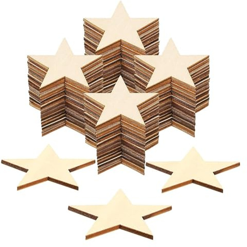 ENLACE 50 Holzsterne Deko, 5cm Sterne zum Basteln und Dekorieren, Holzstern Blank Holz Stern Scheiben, für Weihnachtsdeko, DIY- und Hochzeitsdekoration