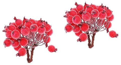 STOBAZA 400 Stück Künstliche Beeren Ornamente Stechpalmen Beerenstiele Künstliche Zweige DIY Girlandenzweige Künstliche Beeren Künstliche Kieferngirlande DIY Weihnachtsschaum