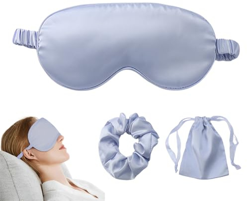 Set di 3 Mascherina per Dormire, Mascherina per Dormire Donne, Maschera per Dormire Seta Mascherina per Occhi Antiluce e Morbida Mascherina Occhi per Dormire per Viaggi Pisolino con Fascia Elasticità