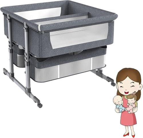 Kinderbett Twins Stubenwagen Nachttisch - Faltbares Kinderbett, Abnehmbarer Stoffbezug - Komfortables Babybett