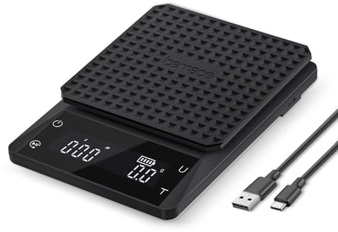 Bemece Digital Coffee Scales with Timer,0.1g/3KG High Precision Kitchen Scale with Large LED Display, IPX6Waterproof Electronic Food Weighing Espresso Scale(Type C Charging)£¨Christmas Gift)