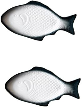 Oval Plates,Fish Serving Platter Fish Shaped Plate Fish Dish Ceramic Food Tray Dinner Plates Porcelain Serving Trays for Meat Appetizers Dessert Fish(Black,Large)