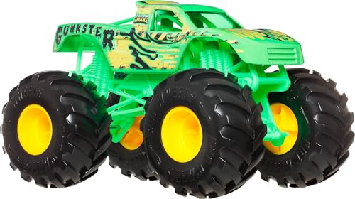 Hot Wheels Monster Trucks Vehículo de Juguete Gunkster Escala 1:24 para niños de 3 años en adelante