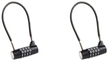 2X Gepäckschlösser, 4-Stellige Sicherheits-Kofferschlösser, Zahlenschloss für Koffer, Flexibles Kabel-Reiseschloss, Fahrradschloss