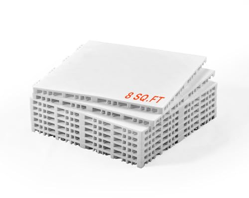 VEVOR Tappetini da Hockey ad Incastro 315 x 315 x 16 mm Tappetini da Palestra, 8 Pezzi, Piastrelle per Pista da Ballo per Superficie di Allenamento Versatile ad Incastro, Grigio Bianco 0,74 m²/Scatola