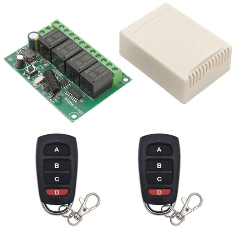 Elektrischer Türöffner, Universal Wireless Fernbedienung Schalter 433MHz DC 6V12V 24V 30V 4CH10A Empfänger Rf Sender for Garage/Tor/Motor/Licht/Lampe,Weit verbreitet(2404 2kt16)