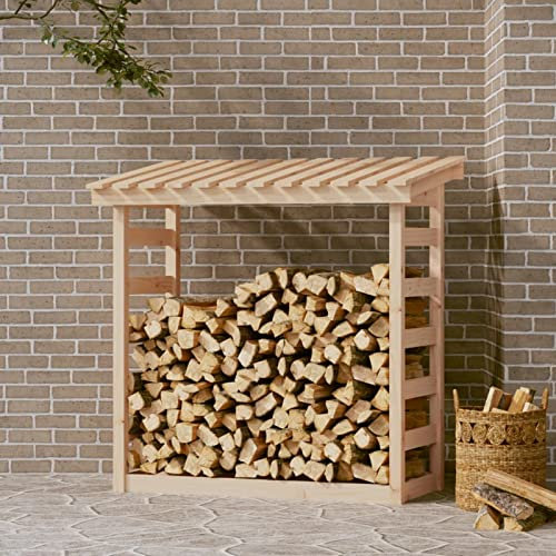 Xichuzi Kaminholzregal, Holzunterstand, Holzstapelhilfe, Aufbewahrung Holz, Holzregal, Brennholzregal Außen, Kaminholz Aufbewahrung, 108x64,5x110 cm Massivholz Kiefer