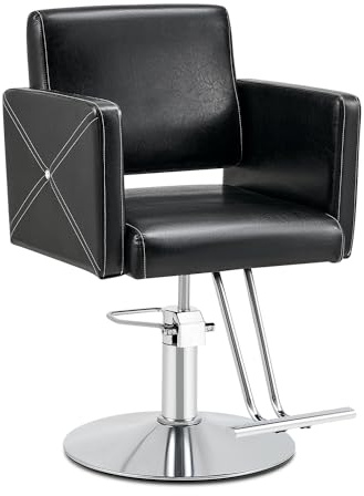 CO-Z Friseurstuhl Friseurstühle 360° Drehbar 15cm Höhenverstellbar, Hydraulischer Barberstuhl mit Gewichtetem Stahlsockel, 150 kg Tragkraft, Frisörstuhl für Schönheitssalon Friseursalon Tattoo-Studio