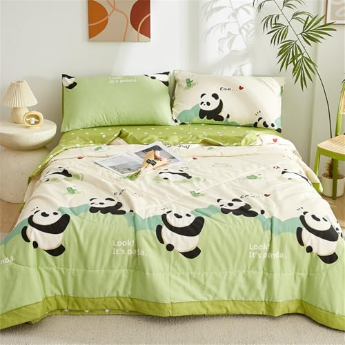 FANSU Tagesdecke Bettüberwurf Steppdecke 100% Baumwolle Doppelbett Einselbetten Tagesdecken Gesteppt Bettwäsche Sofaüberwurf Wohndecke Nordischer Bettdecke (Panda,180x200cm)