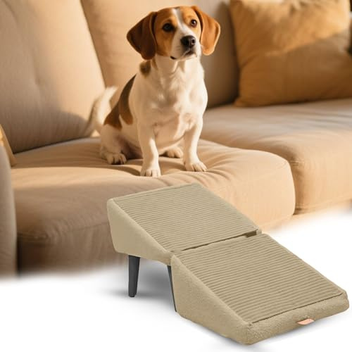 Escalera plegable para mascotas, perros pequeños, 25 cm de altura, para cama, sofá, silla, sofá y coche (albaricoque, L, 1)