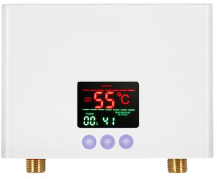 5500W Electric Tankless Water Heater with LED Display and Remote Control for Under Sink Fast Heating Hot Water Systems