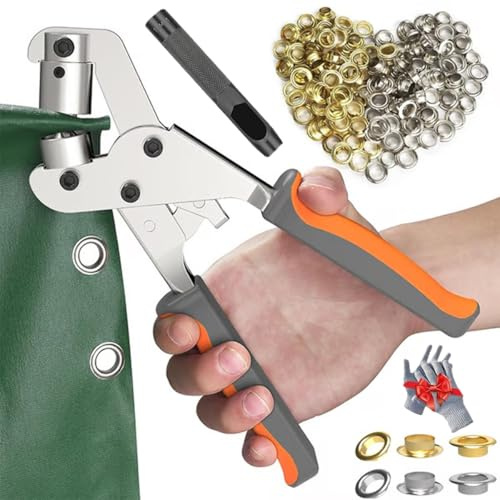 Kit di Strumenti Professionali per Occhielli, Pinza Manuale per Occhielli per Tessuti, Set di Perforatrici Portatili con 100/200/400/500 Occhielli da 3/8 di Pollice per Tende Fai da Te, Teloni