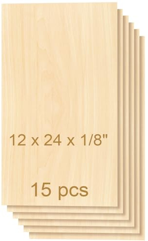 ToCome 10 Pcs 6mm Basswood Plywood 12x24x1/4 inch Plywood for Laser Cutting Engraving Wood Burning Crafting 305 x610 x6mm