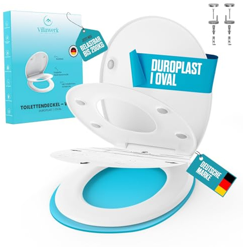 Villawerk® Toilettendeckel mit Kindersitz, Absenkautomatik, DEKRA geprüft [Neues Modell 2026], einfache Montage, antibakteriell & UV- beständig, Quick Release,modernes Design – Oval Familiensitz