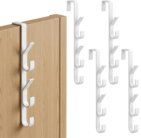 HXSYKJDM Over Door Hanger 4 Pack – Black Over The Door Coat Hooks | No Drilling Door Hook Rack for Hanging Towels, Robes, Bags, 30x4.5cm Carbon Steel