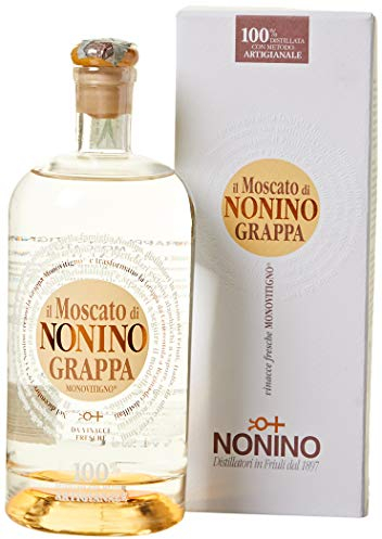 Distillerie Nonino, Grappa Monovitigno Moscato 41% vol. Elegante, aromatica con sentore di rose, salvia e vaniglia - Bottiglia in vetro da 500 ml