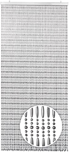 Kobolo Türvorhang Drops, 90x200 cm, 72 Stränge, grau, eleganter Perlenvorhang aus Kunststoff, ideal als Fliegenvorhang, Raumteiler oder Türdeko
