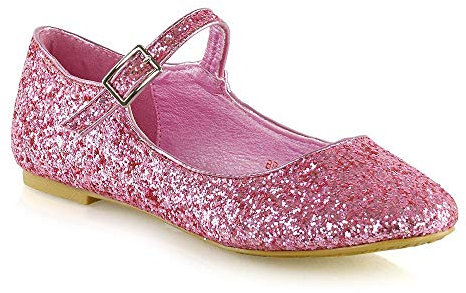 ESSEX GLAM Womens Shoes Glitter Slip On Flats Ladies Mary Jane Strap with Buckle Close Toe Bridesmaid Bridal Flower Girl Ballet Pumps Size 3-9