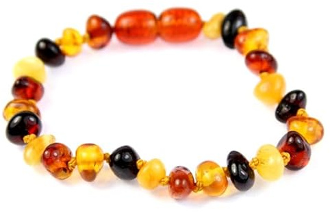 SilverAmber Jewellery Cavigliera in ambra baltica grezza o lucidata, realizzata a mano, 100% vera ambra – qualità premium – cognac, mix, limone, miele, ciliegia o ombre – dimensioni 12 – 27 cm, 14 cm,