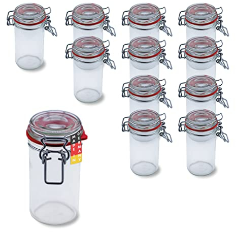 BAUER Flaschenbauer- 12 Drahtbügelgläser 277ml verwendbar als Einmachglas und Fermentierglas, zu Aufbewahrung, schmale Gläser zum Befüllen, leere Gläser mit Drahtbügel - made in Germany