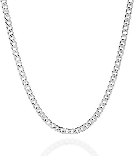 QUADRI - Elegante Kette Herren aus Panzerkette - Halskette Breite 5mm - Silberkette Herren aus 925er Echtsilber - Ketten Länge 51cm - Made in Italy