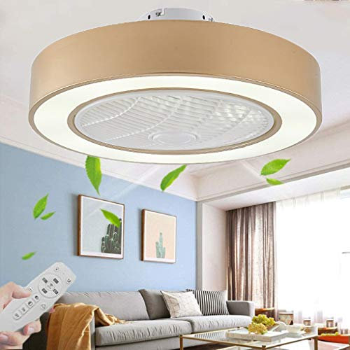 YZKJ 72 W Ventilatore A Soffitto da 50 Cm con Illuminazione A LED Dimmerabile con Telecomando Regolabile velocità del Vento Moderna Creativa Lampada da Camera da Letto Silenziosa per Soggiorno (Gold)