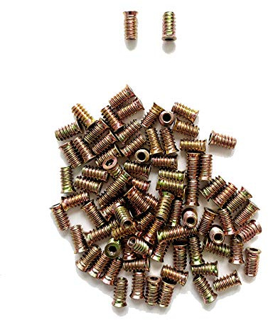 LIKERAINY 150 st zinkpläterade galvaniserade järnmöbler hexdrivmutter full gängad M 6 x 20 mm träinsatsmuttrar för träbearbetning klättring håller möbler ben och hjulfästen