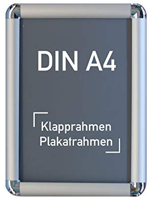 B-Ware: Aluminium Klapprahmen, Plakatrahmen, Wechselrahmen (DIN A4, runde Ecken, Silber)