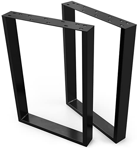 NOGGI: 2 Tischkufen Metall (50x72cm - schwarz - Esstisch) | Tischbeine eckig | Möbelfüße für Dein DIY Schreib-, Wohnzimmer- oder Bartisch Projekt | Moderne Stahl-Tischbeine aus Vierkantprofilen |