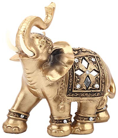 Tiiyee Elefantenstatuen, Glückselefant Wohnkultur Gold Messing Dekorfiguren mit Rüssel nach Oben Reichtumsgeschenk Ostern Deko Geschenk für Kunsthandwerk Schreibtisch Glücks Geburtstags Zimmer