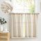 TOPICK Tende in lino a righe semitrasparenti da bistrò, per piccole finestre, cucina, bagno, soggiorno, set da 2 pezzi, 65 x 60 cm, marrone su beige