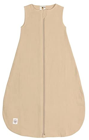 LÄSSIG Baby Sommerschlafsack ohne Ärmel Muslin Baumwolle GOTS zertifiziert unisex/Muslin Sleeping Bag nature, Größe 62/68 3-6 Monate