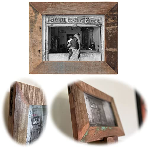 LS-LebenStil Vintage Wand Bilderrahmen Dehli Unika Rustikal Braun 20x15cm | Retro Fotorahmen Leerrahmen für Leinwand Bilder Passepartouts zum Aufhängen Collage Photo Frames